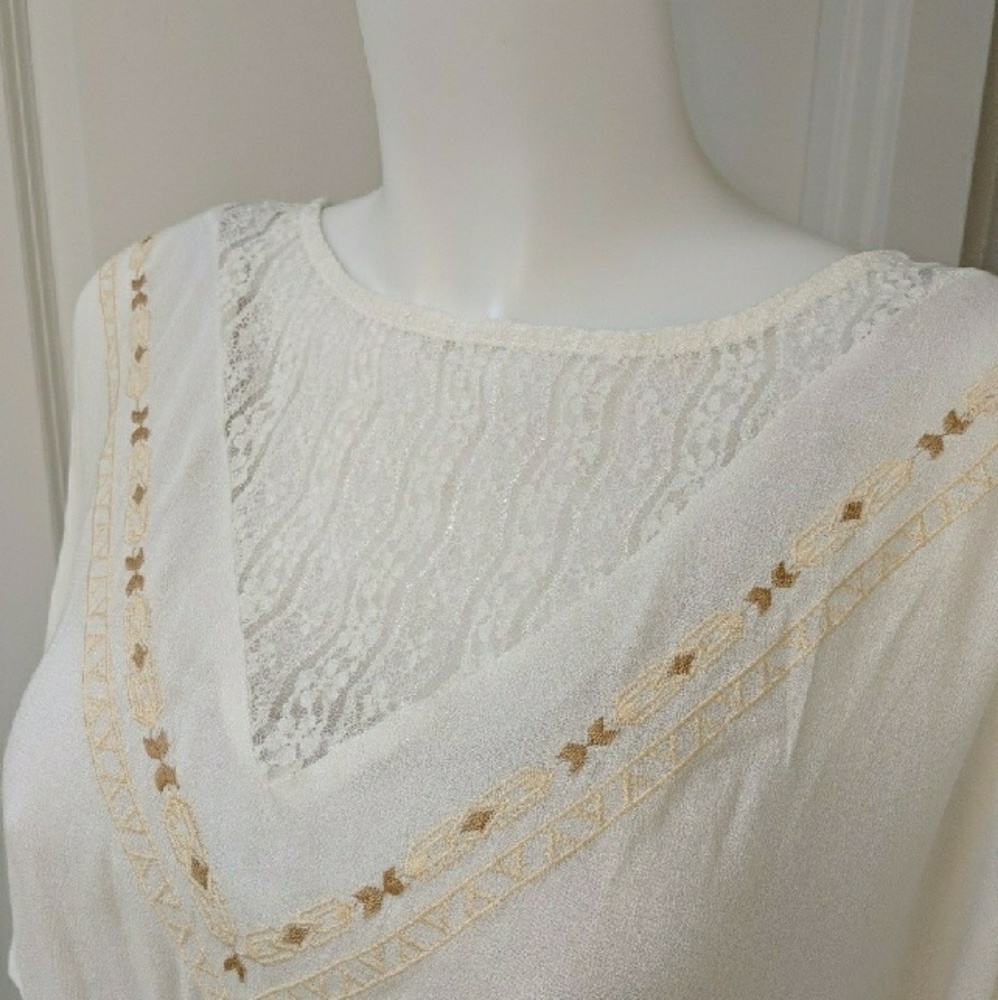 4/$15  Boho OPEN BACK slit TOP cream - Picture 6 of 7
